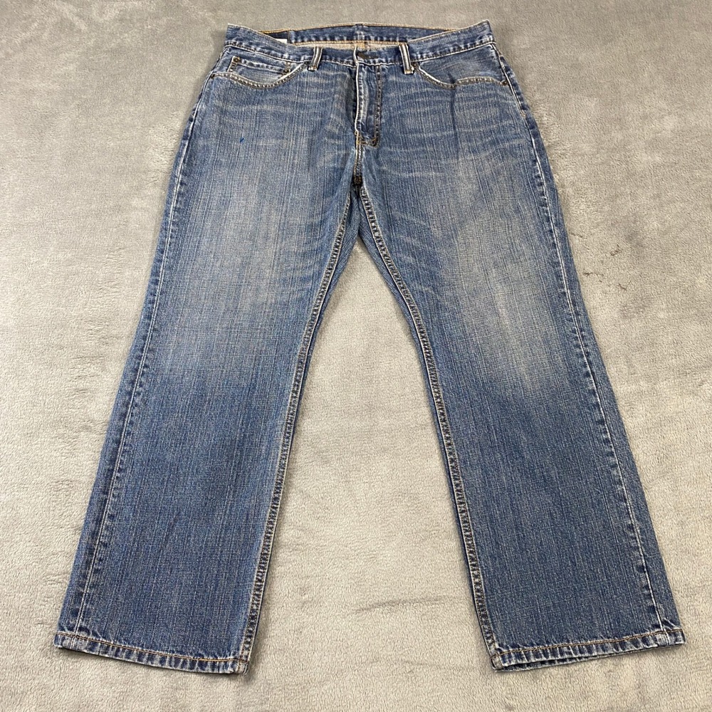 Levi's 505 Mens Jeans 36x30 Blue Straight Fit Denim‎ Cotton Casual Top Faded